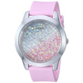 Guess Crush Crystals Silver Dial Pink Rubber Strap Watch for Women - W1223L1