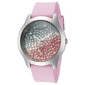 Guess Crush Crystals Silver Dial Pink Rubber Strap Watch for Women - W1223L1