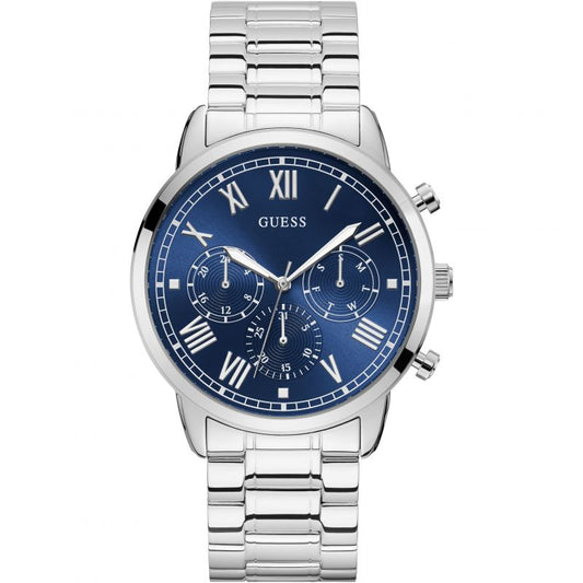 Guess Hendrix Chronograph Blue Dial Silver Steel Strap Watch for Men - W1309G1