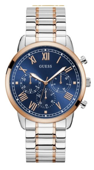 Guess Hendrix Chronograph Blue Dial Two Tone Steel Strap Watch for Men - W1309G4