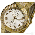 Guess Mini Prism Diamonds White Dial Gold Steel Strap Watch for Women - W15072L1