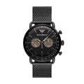 Emporio Armani Aviator Black Dial Black Mesh Bracelet Watch For Men - AR11142