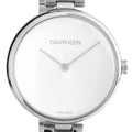 Calvin Klein Wavy Silver Dial Silver Steel Strap Watch for Women - K9U23146