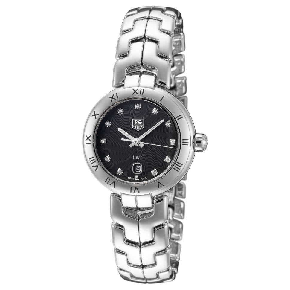 Tag Heuer Link Quartz Diamonds Black Dial Silver Steel Strap Watch for Women - WAT1410.BA0954