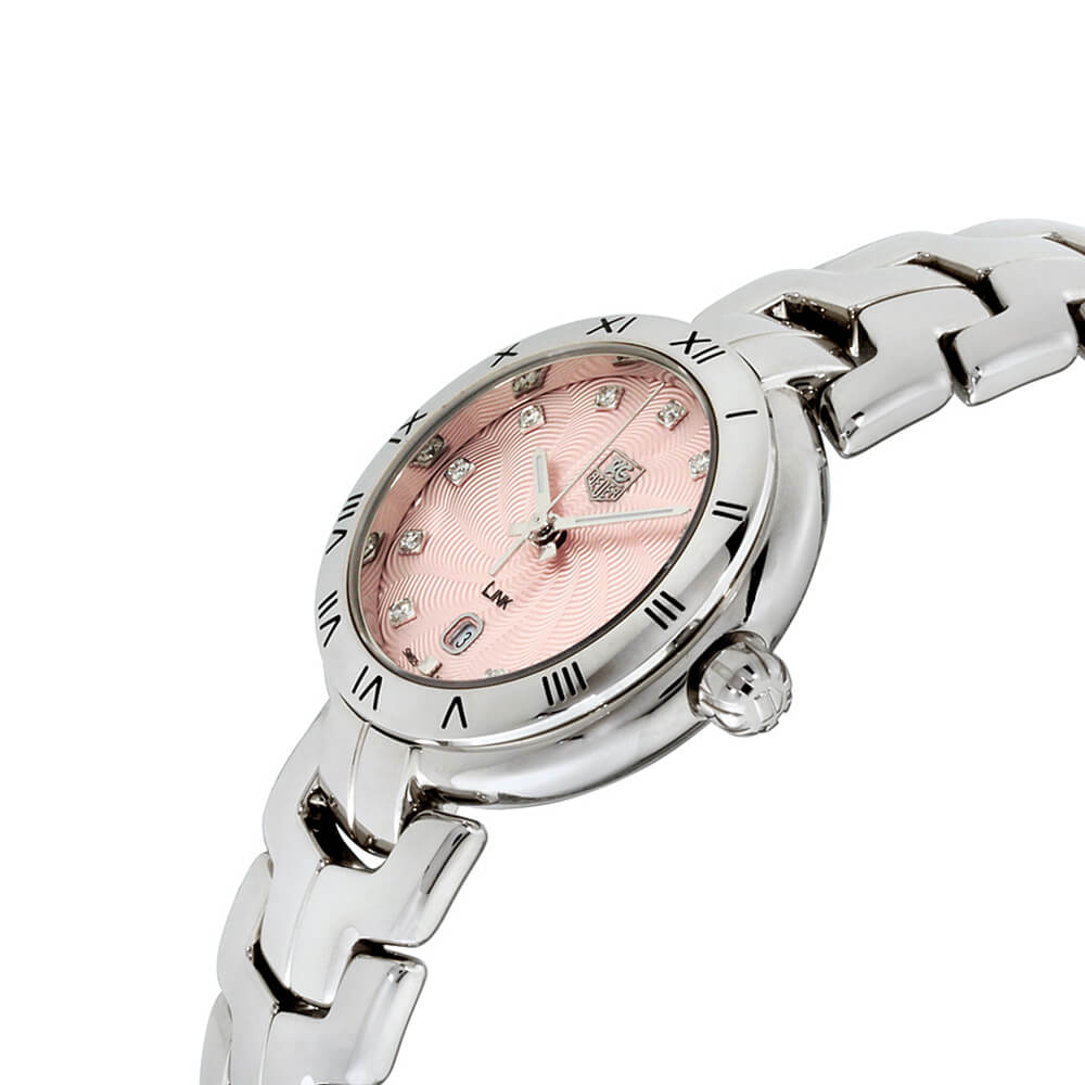 Tag Heuer Link Diamonds Pink Dial Silver Steel Strap Watch for Women - WAT1415.BA0954