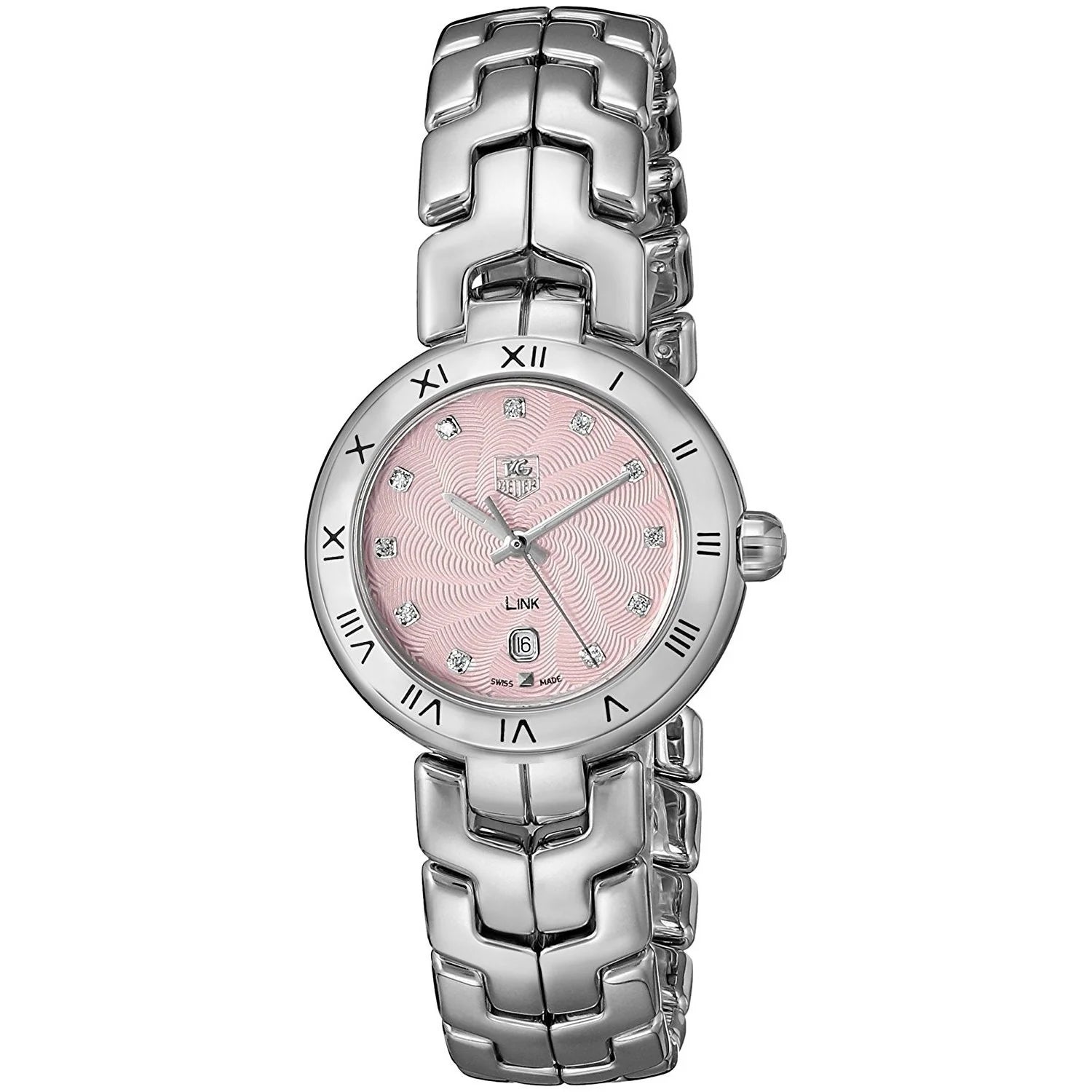 Tag Heuer Link Diamonds Pink Dial Silver Steel Strap Watch for Women - WAT1415.BA0954