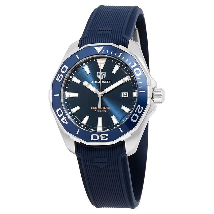 Tag Heuer Aquaracer Quartz 43mm Blue Dial Blue Rubber Strap Watch for Men -  WAY101C.FC6153