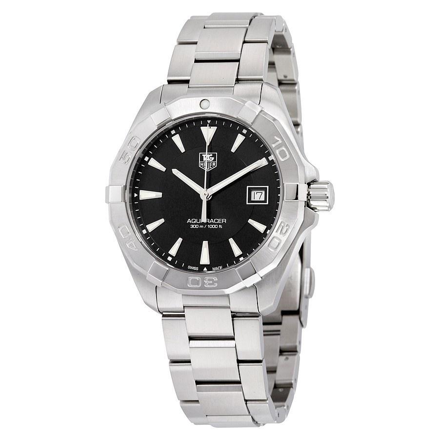 Tag Heuer Aquaracer Quartz Black Dial Silver Steel Strap Watch for Men - WAY1110.BA0928