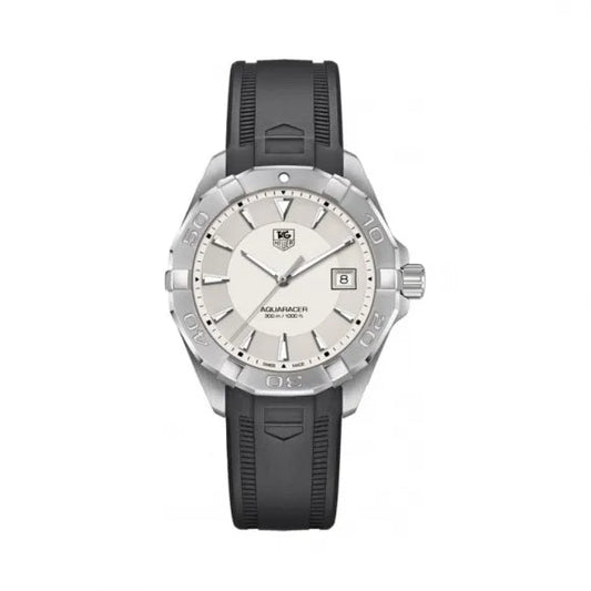 Tag Heuer Aquaracer Quartz White Dial Black Rubber Strap Watch for Men - WAY1111.FT8021