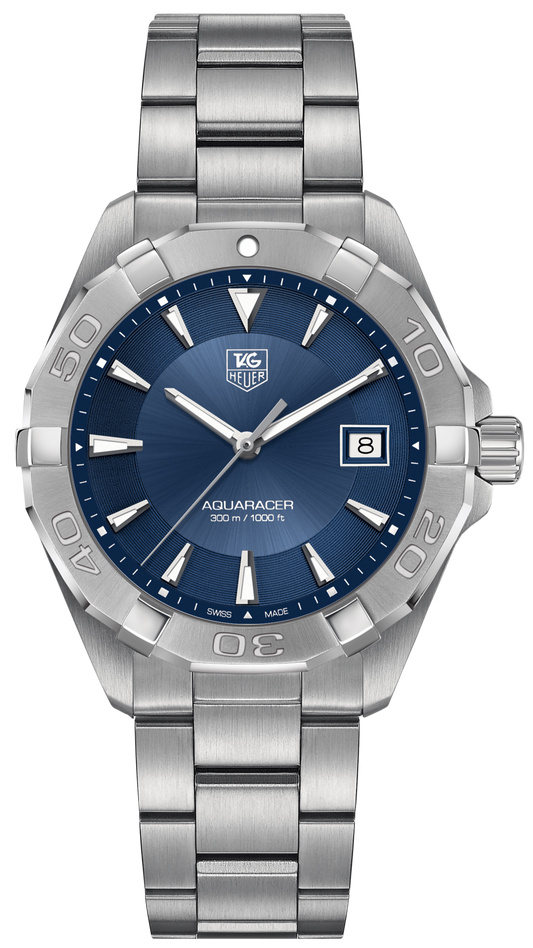 Tag Heuer Aquaracer 41mm Quartz Blue Dial Silver Steel Strap Watch for Men - WAY1112.BA0928