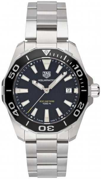 Tag Heuer Aquaracer Black Dial Silver Steel Strap Watch for Men - WAY111A.BA0928