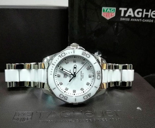 Tag Heuer Aquaracer 35mm Quartz Diamond White Dial Two Tone Steel Strap Watch for Women - WAY131D.BA0914