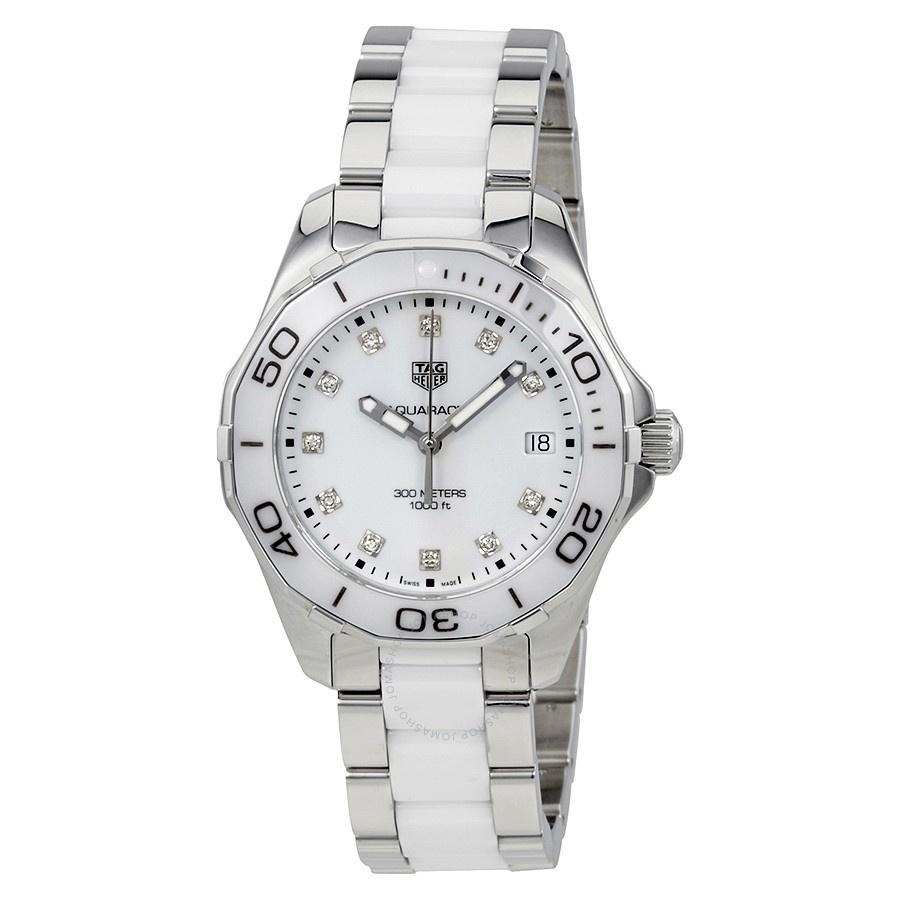 Tag Heuer Aquaracer 35mm Quartz Diamond White Dial Two Tone Steel Strap Watch for Women - WAY131D.BA0914