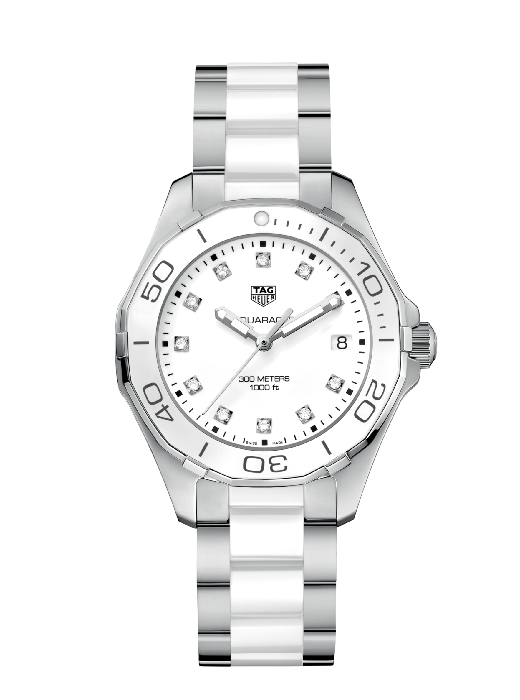 Tag Heuer Aquaracer 35mm Quartz Diamond White Dial Two Tone Steel Strap Watch for Women - WAY131D.BA0914