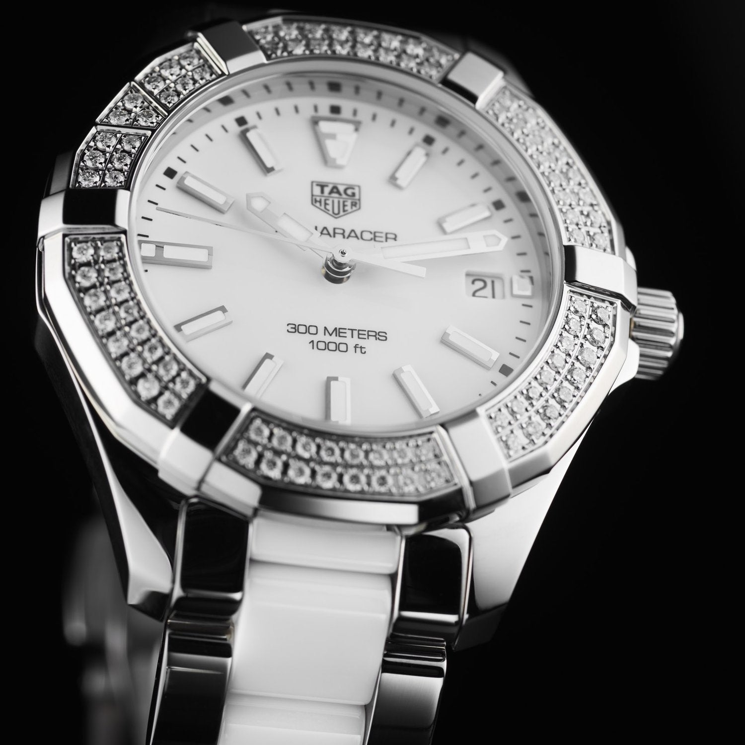 Tag Heuer Aquaracer 35mm Diamond White Dial Two Tone Steel Strap Watch for Women - WAY131F.BA0914