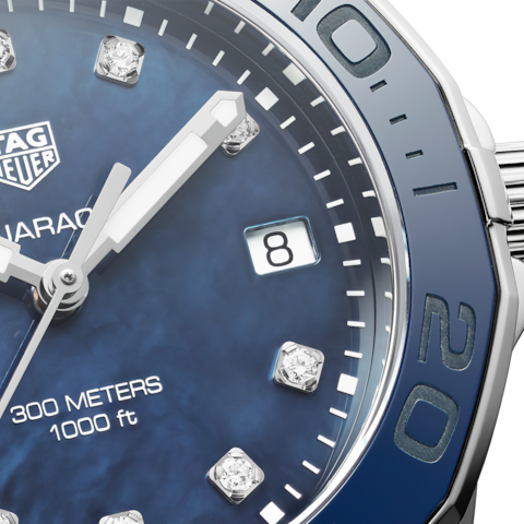 Tag Heuer Aquaracer 35mm Quartz Blue Dial Silver Steel Strap Watch for Women - WSY131L.BA0748