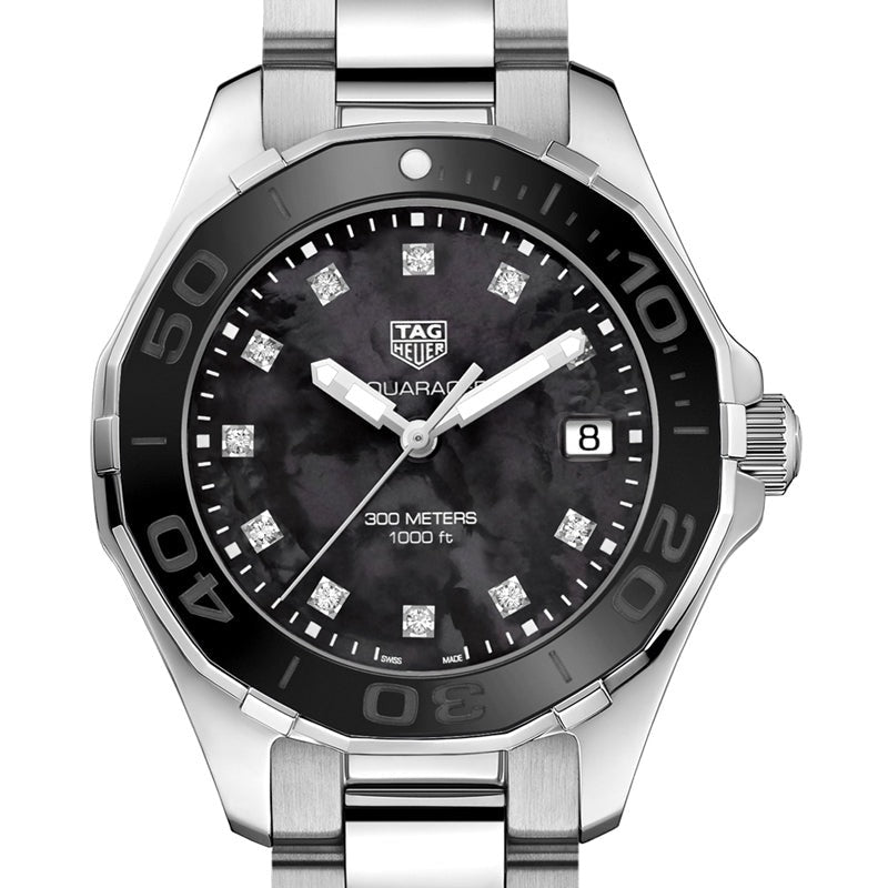 Tag Heuer Aquaracer Quartz 35mm Black Dial Silver Steel Strap Watch for Women - WAY131M.BA0748