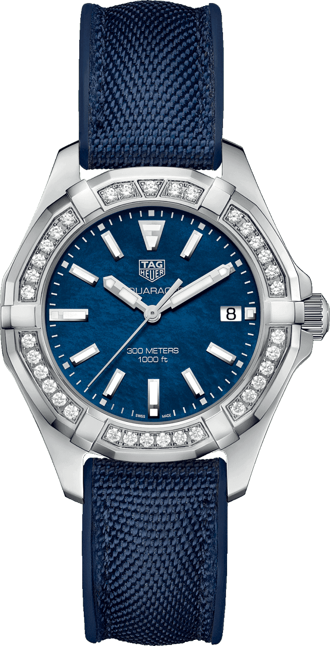 Tag Heuer Aquaracer 35mm Quartz Blue Dial Blue Textile Strap Watch for Women - WAY131N.FT6091