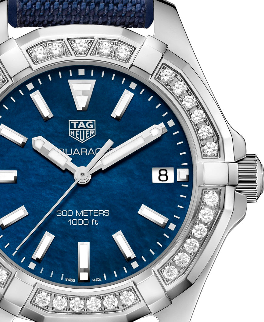 Tag Heuer Aquaracer 35mm Quartz Blue Dial Blue Textile Strap Watch for Women - WAY131N.FT6091