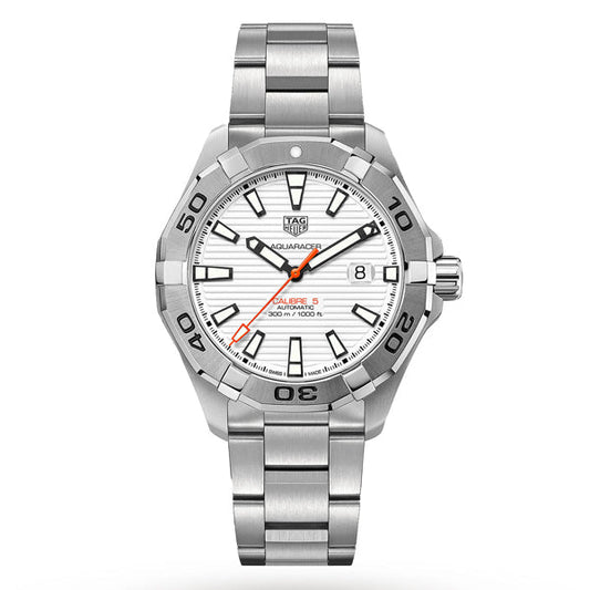 Tag Heuer Aquaracer Calibre 5 Automatic White Dial Silver Steel Strap Watch for Men - WAY2013.BA0927