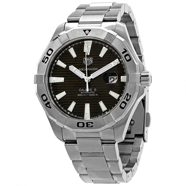 Tag Heuer Aquaracer Calibre 5 Automatic Brown Sunray Dial Silver Steel Strap Watch for Men - WAY2018.BA0927