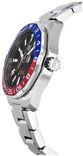 Tag Heuer Aquaracer GMT Caliber 7 Pepsi Black Dial Silver Steel Strap Watch for Men - WAY201F.BA0927