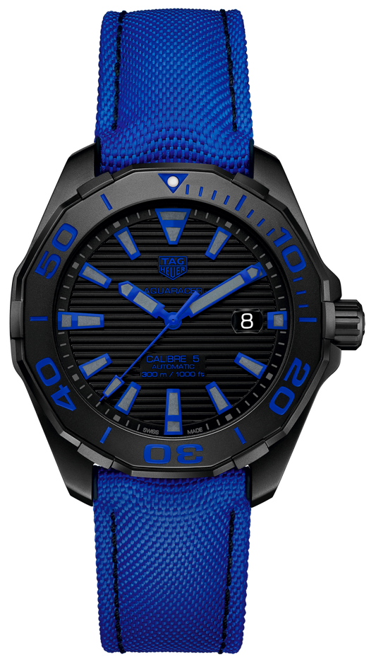 Tag Heuer Aquaracer Calibre 5 Automatic Titanium Blue Dial Blue Nylon Strap Watch for Men - WAY208B.FC6382
