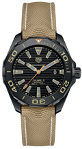 Tag Heuer Aquaracer 300 Calibre 5 43mm Automatic Black Dial Brown Fabric Strap Watch for Men - WAY208C.FC6383