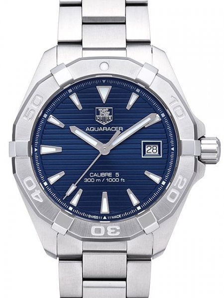 Tag Heuer Aquaracer Automatic 41mm Blue Dial Silver Steel Strap Watch for Men - WAY2112.BA0928