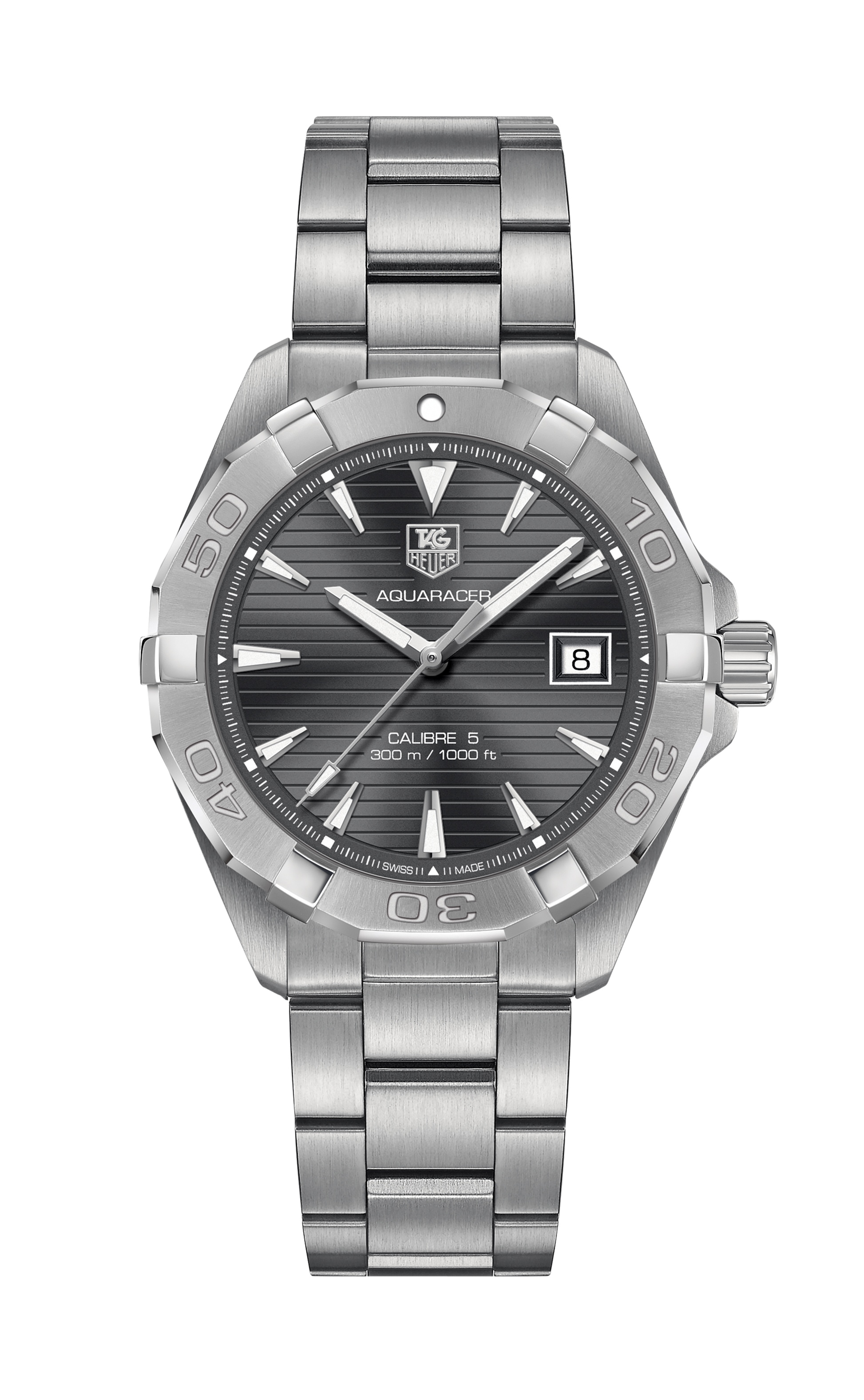 Tag Heuer Aquaracer Automatic 41mm Anthracite Dial Silver Steel Strap Watch for Men - WAY2113.BA0928