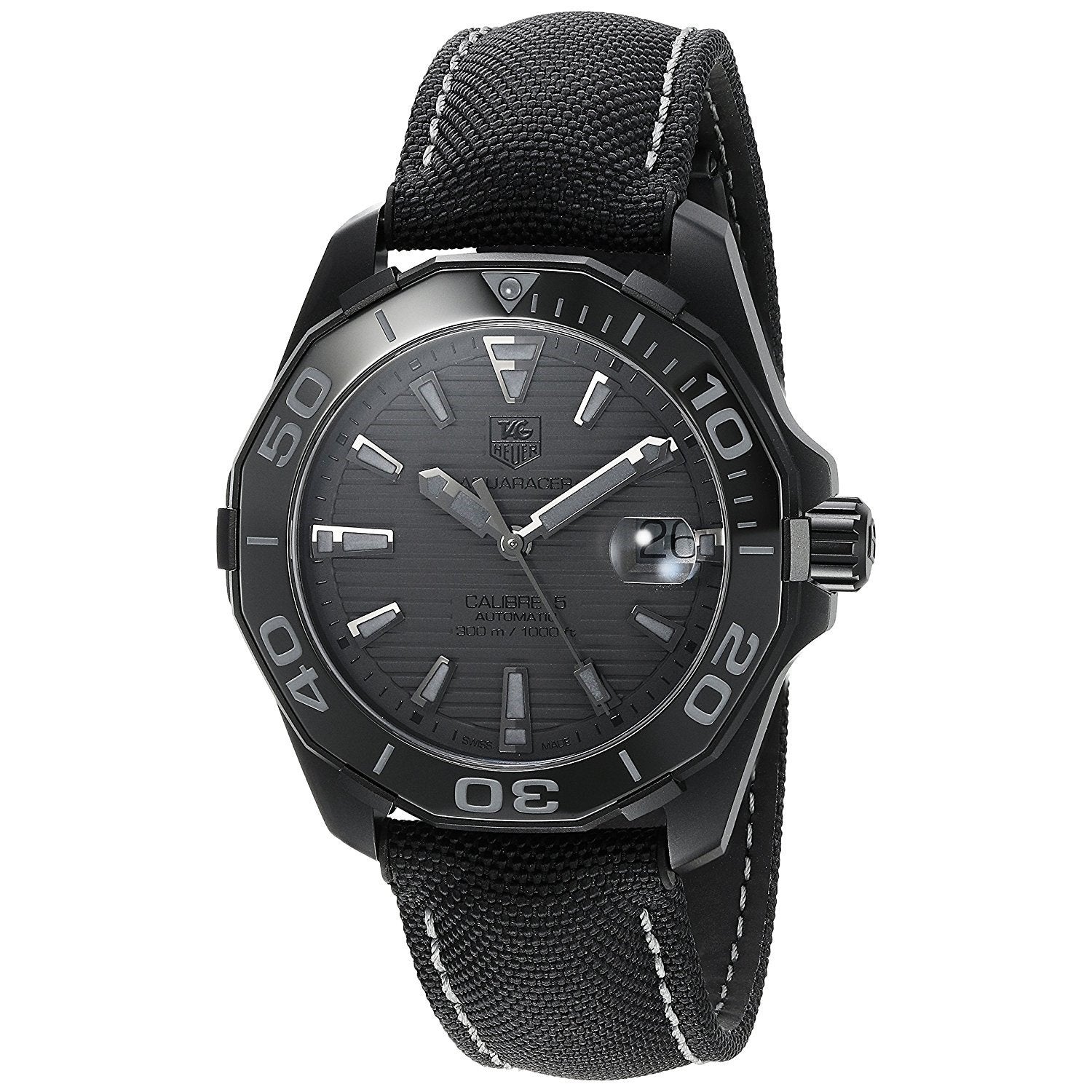 Tag Heuer Aquaracer 300 Swiss Limited Edition Black Dial Black Nylon Strap Watch for Men - WAY218B.FC6364