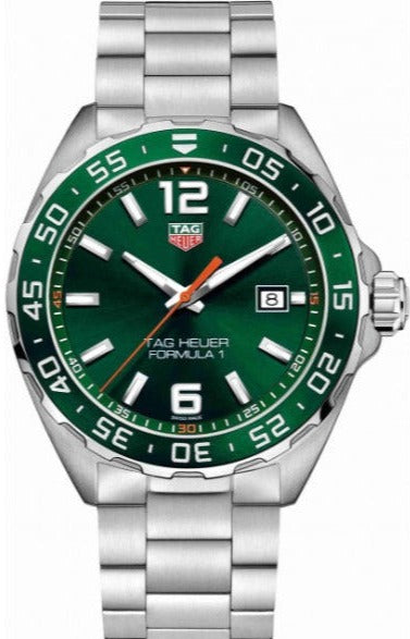 Tag Heuer Formula 1 Limited Edition Quartz 43mm Green Dial Silver Steel Strap Watch for Men - WAZ1017.BA0842