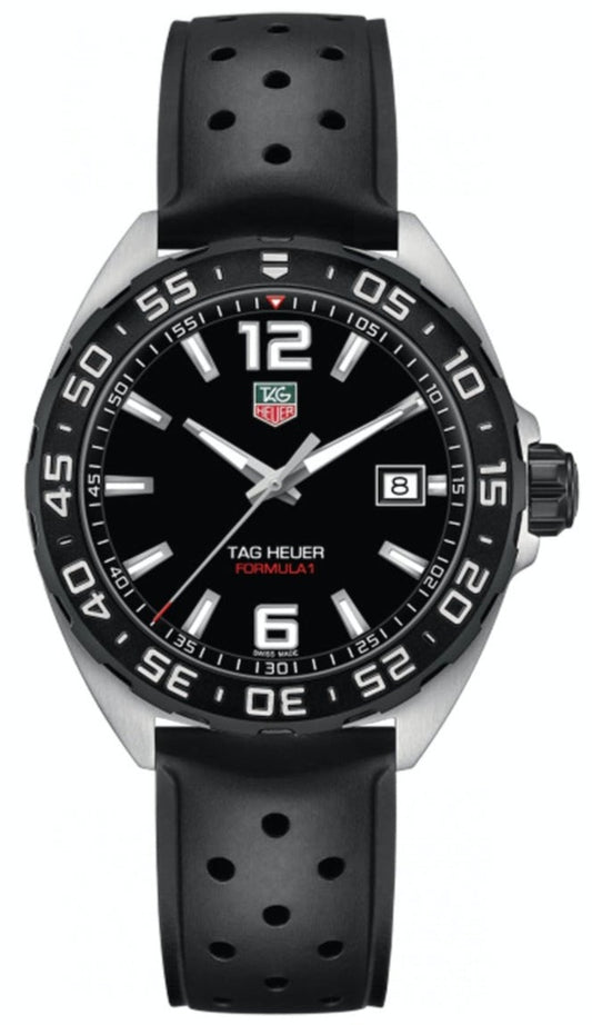 Tag Heuer Formula 1 Quartz 41mm Black Dial Black Rubber Strap Watch for Men - WAZ1110.FT8023