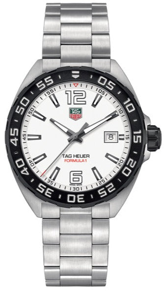 Tag Heuer Formula 1 Quartz 41mm White Dial Silver Steel Strap Watch for Men - WAZ1111.BA0875