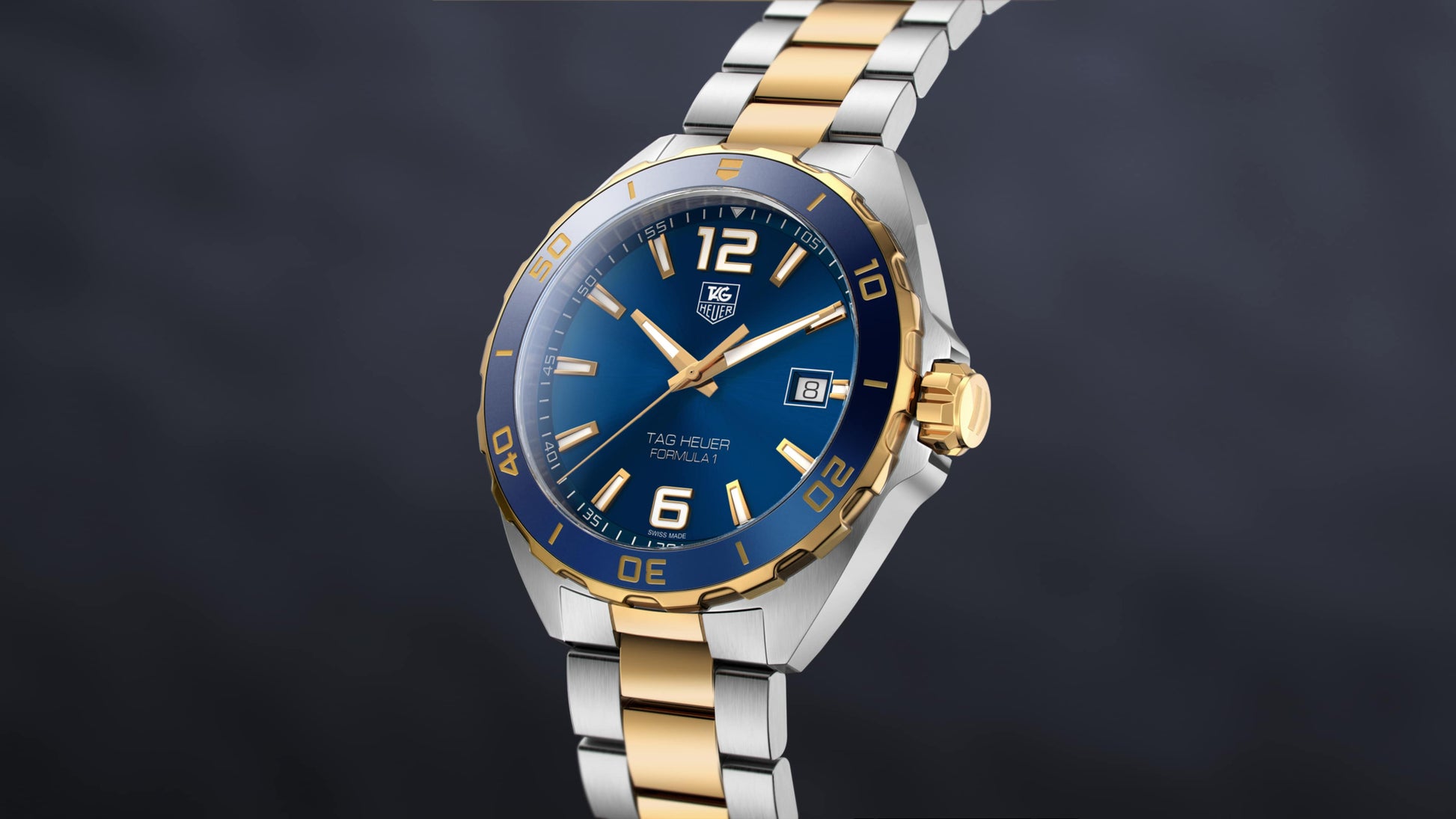 Tag Heuer Formula 1 Analog Quartz 41mm Blue Dial Two Tone Steel Strap Watch for Men - WAZ1120.BB0879