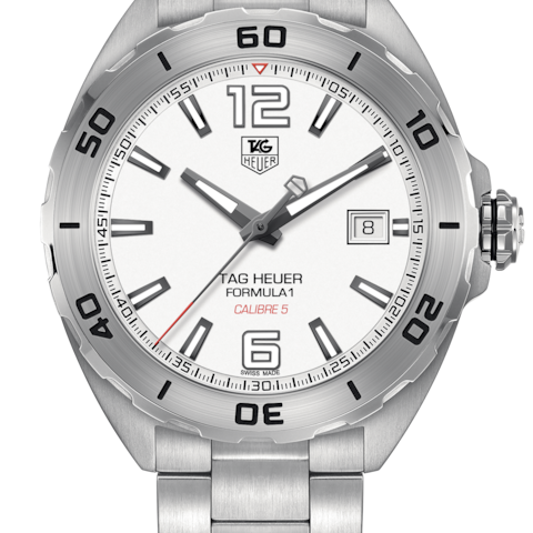 Tag Heuer Formula 1 Calibre 5 Automatic White Dial Silver Steel Strap Watch for Men - WAZ2114.BA0875