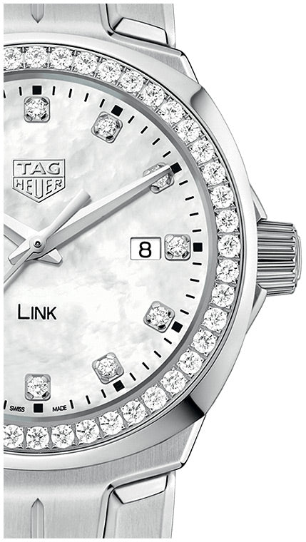 Tag Heuer Link Quartz Diamonds Mother of Pearl Dial Silver Steel Strap Watch for Women - WBC1316.BA0600