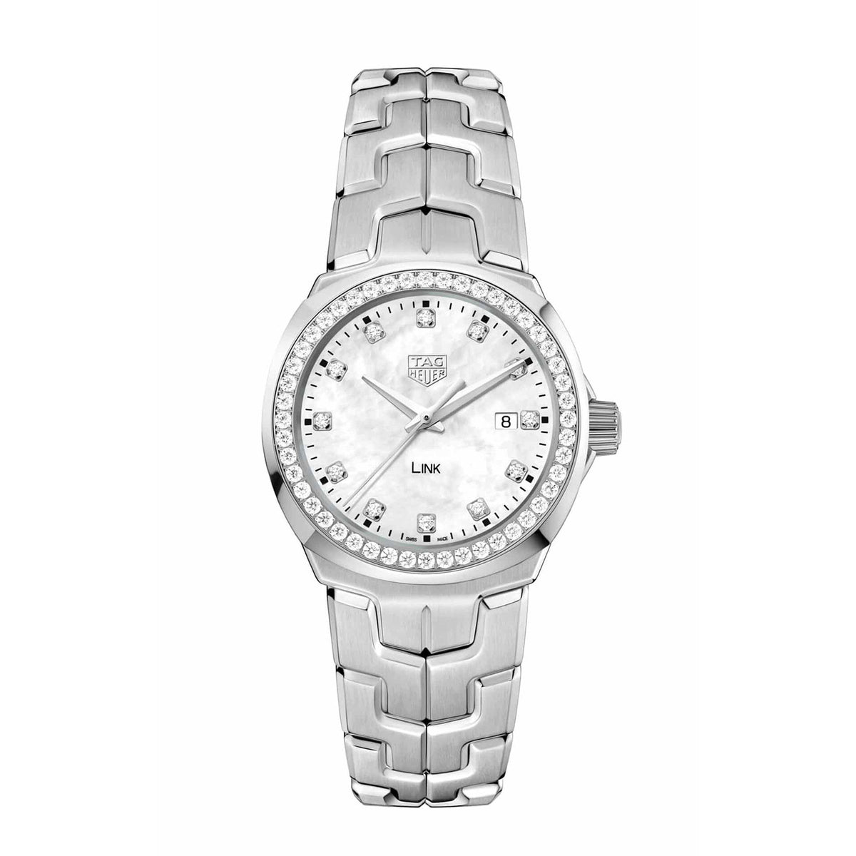 Tag Heuer Link Quartz Diamonds Mother of Pearl Dial Silver Steel Strap Watch for Women - WBC1316.BA0600