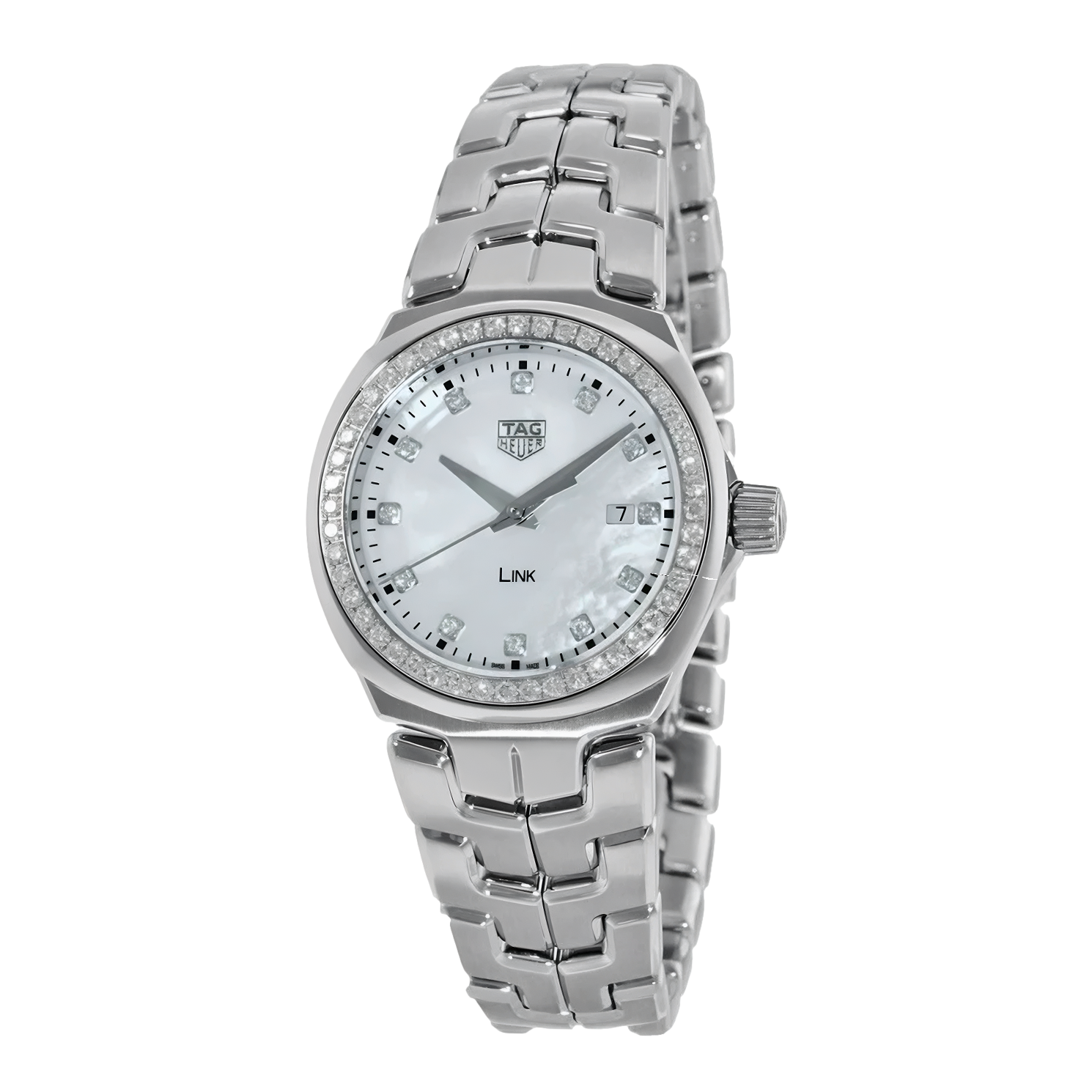 Tag Heuer Link Quartz Diamonds Mother of Pearl Dial Silver Steel Strap Watch for Women - WBC1316.BA0600