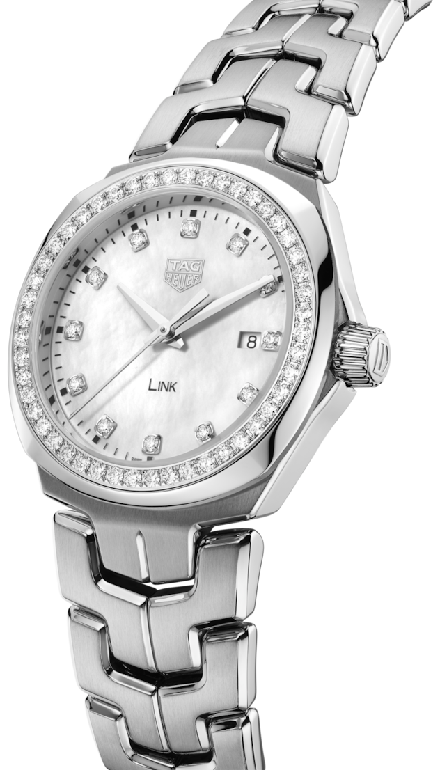 Tag Heuer Link Quartz Diamonds Mother of Pearl Dial Silver Steel Strap Watch for Women - WBC1316.BA0600