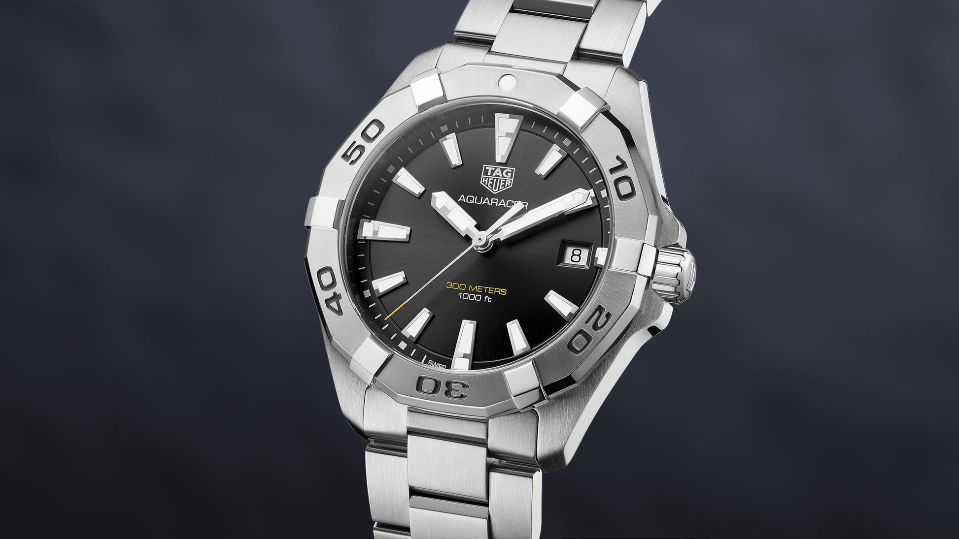 Tag Heuer Aquaracer Black Dial Silver Steel Strap Watch for Men - WBD1110.BA0928