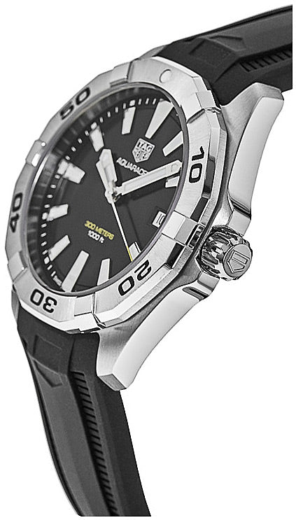 Tag Heuer Aquaracer Quartz Black Dial Black Rubber Strap Watch for Men -  WBD1110.FT8021