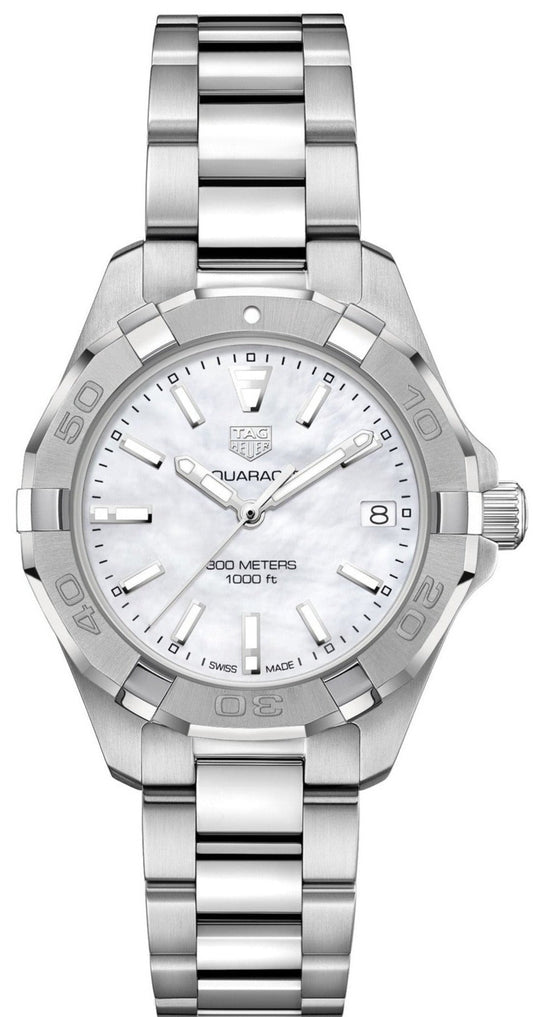 Tag Heuer Aquaracer White Mother of Pearl Dial Silver Steel Strap Watch for Women - WBD1311.BA0740