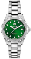 Tag Heuer Aquaracer Quartz 32mm Emerald Green Dial Silver Steel Strap Watch for Women - WBD1316.BA0740