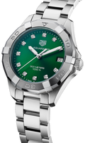 Tag Heuer Aquaracer Quartz 32mm Emerald Green Dial Silver Steel Strap Watch for Women - WBD1316.BA0740