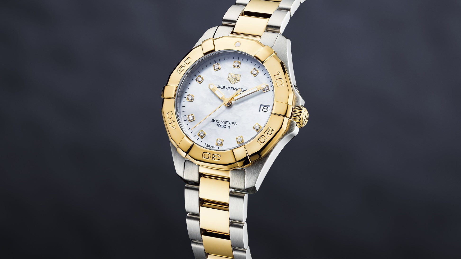 Tag Heuer Aquaracer Quartz 32mm White Mother of Pearl Dial Two Tone Steel Strap Watch for Women - WBD1322.BB0320