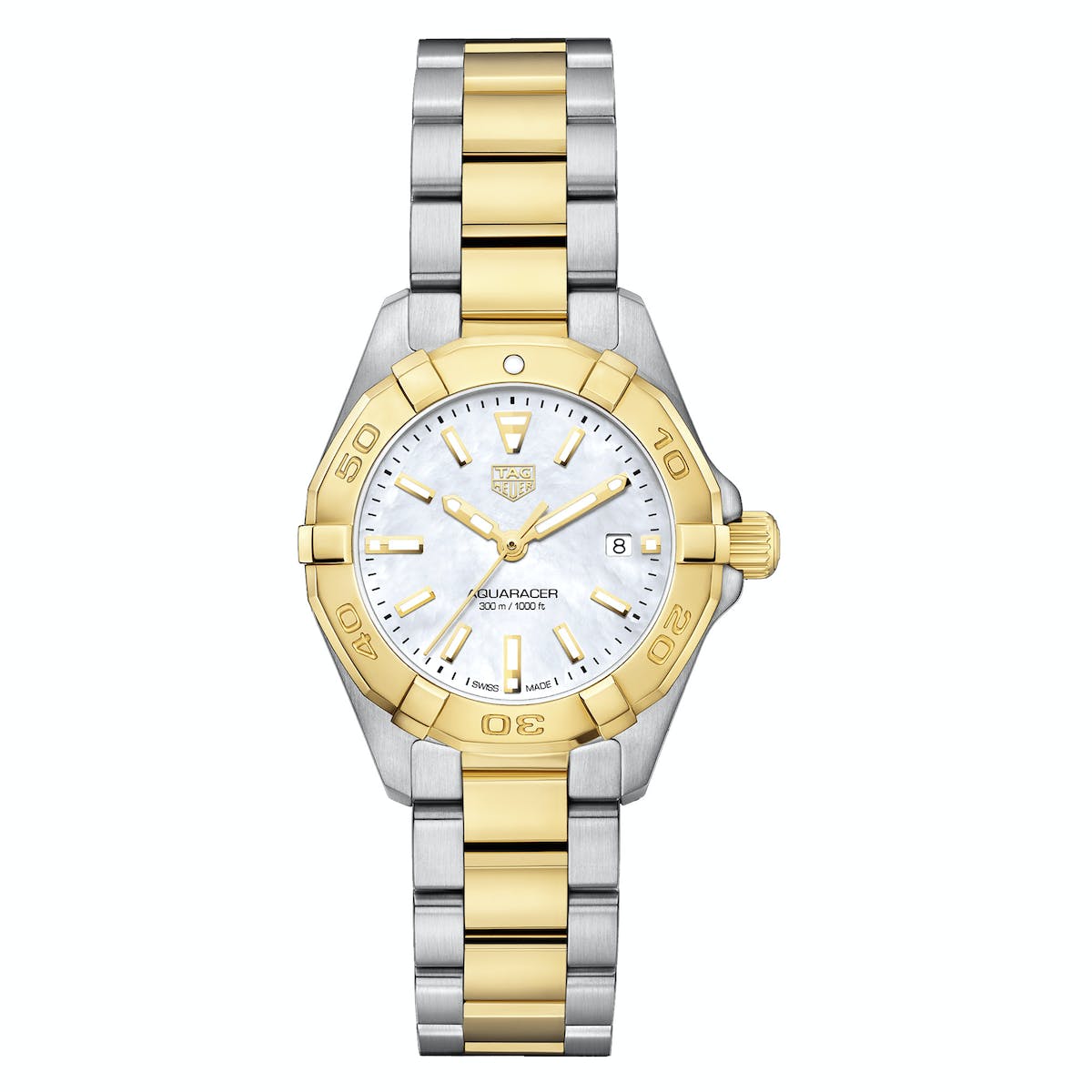 Tag Heuer Aquaracer Quartz Mother of Pearl Dial Two Tone Steel Strap Watch for Men - WBD1420.BB0321