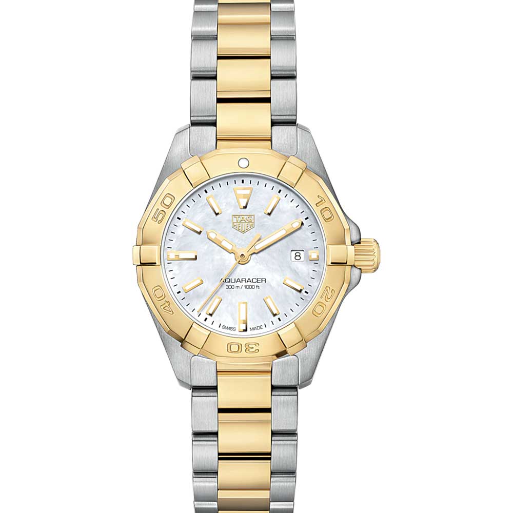 Tag Heuer Aquaracer Quartz Diamonds Mother of Pearl Dial Two Tone Steel Strap Watch for Men - WBD1422.BB0321