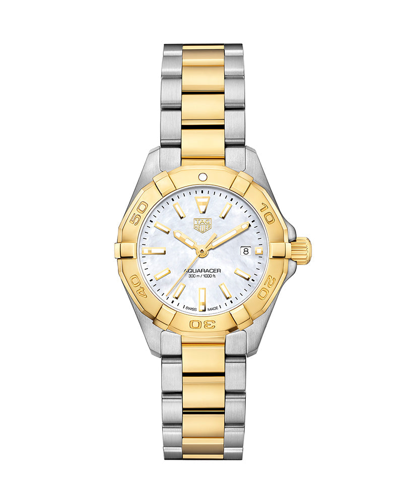 Tag Heuer Aquaracer Quartz Mother of Pearl Dial Two Tone Steel Strap Watch for Men - WBD1420.BB0321