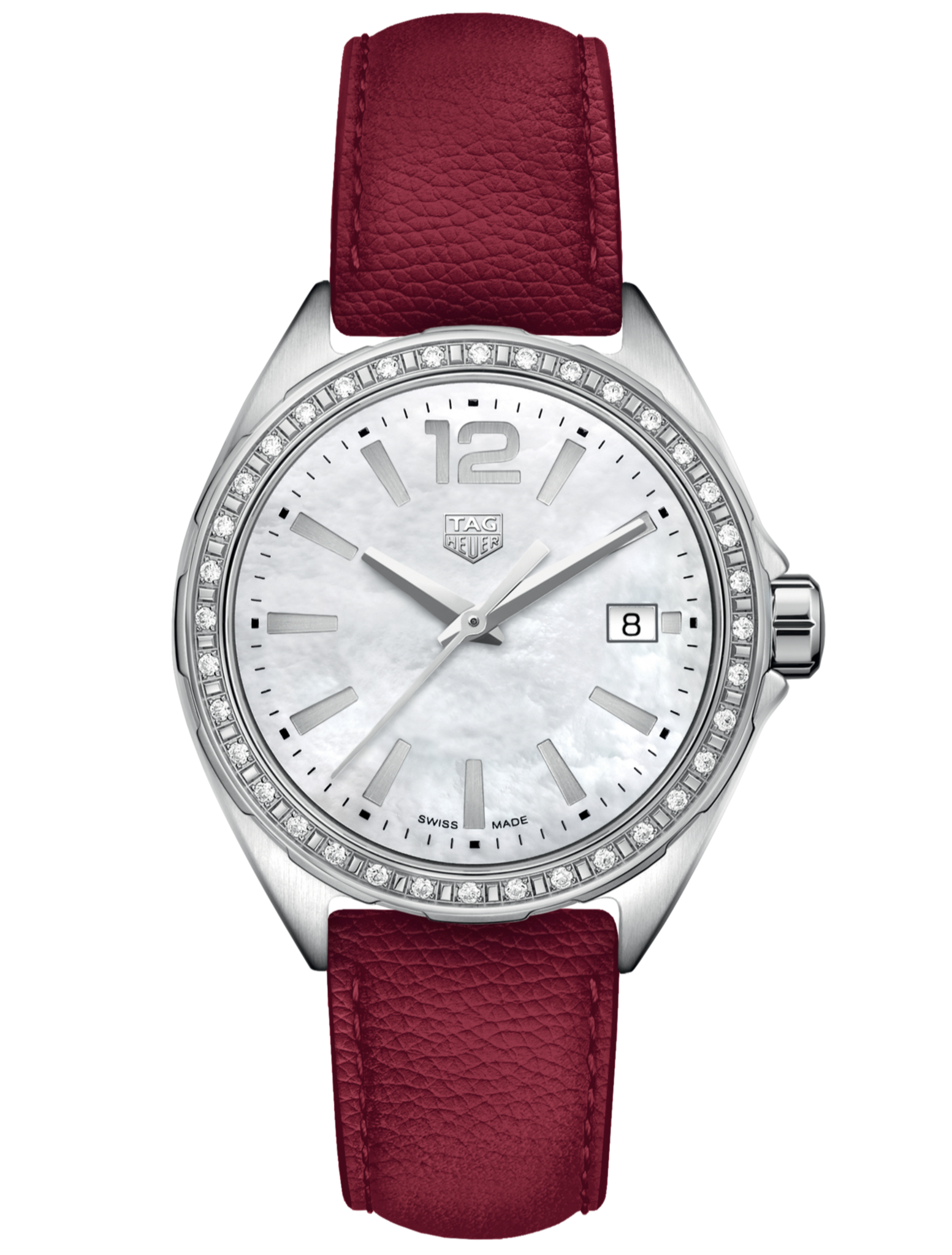 Tag Heuer Formula 1 Quartz 35mm Mother of Pearl Dial Red Leather Strap Watch for Women - WBJ131A.FC8253